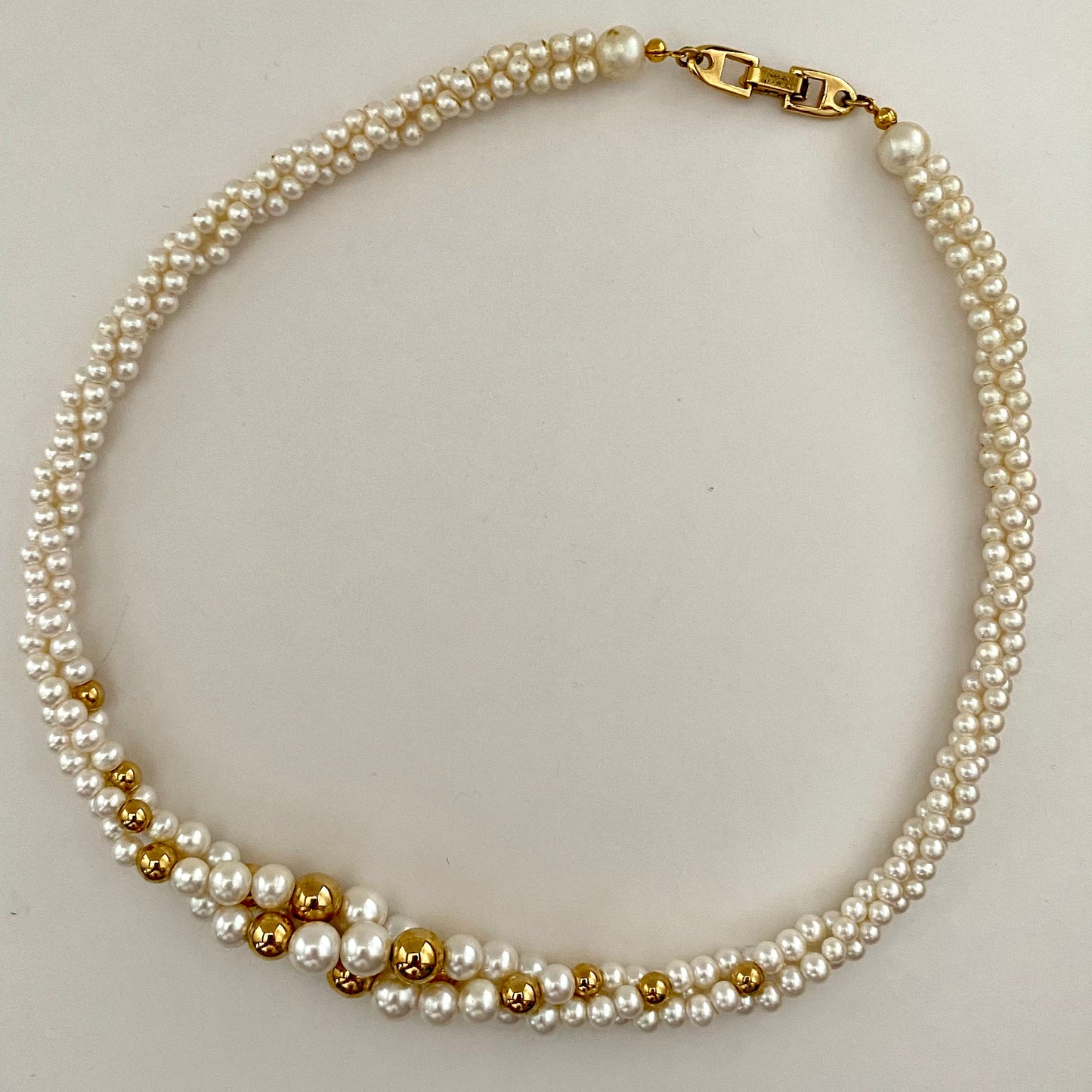 1980s Napier Pearl & Gold Necklace