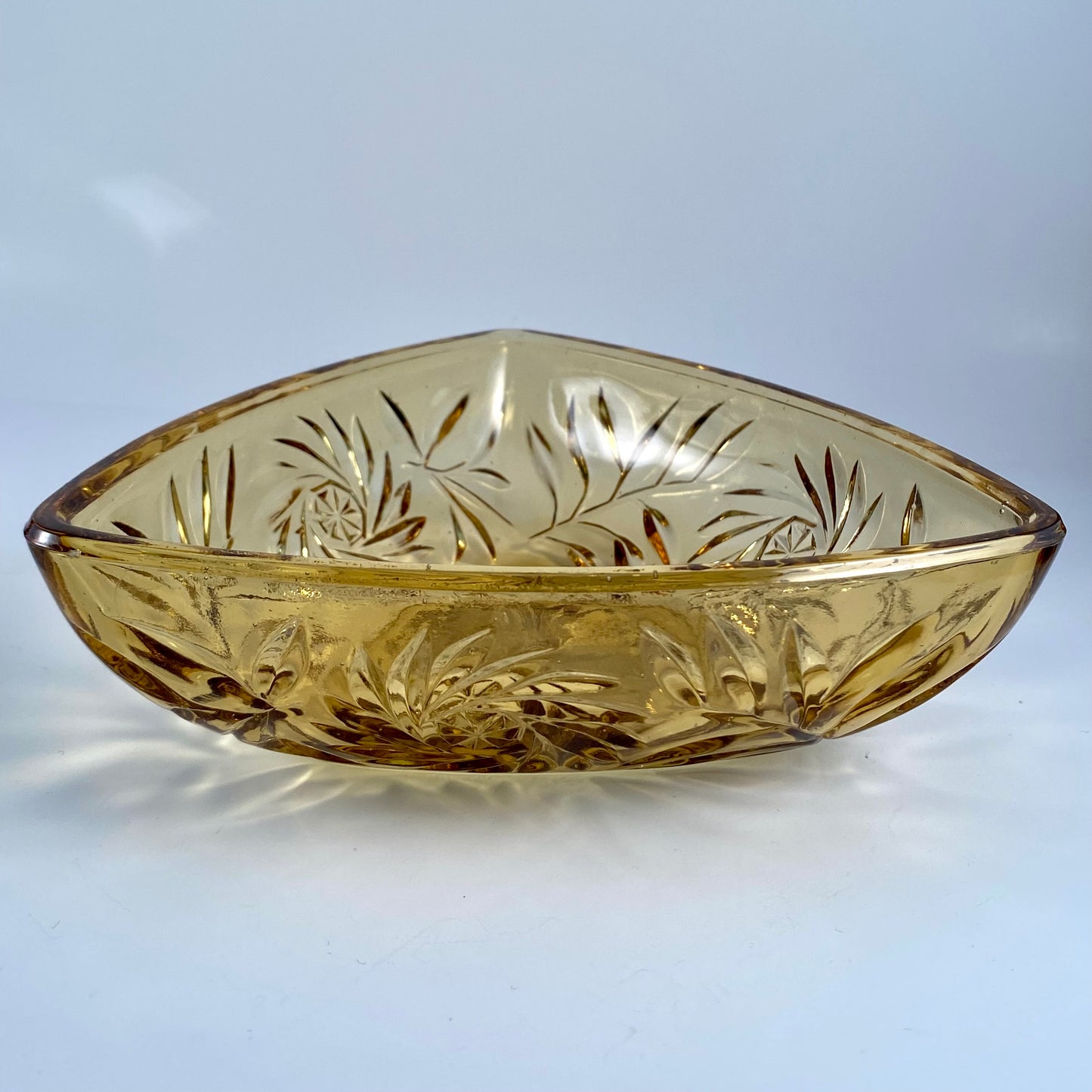1970s Honey Amber Glass Dish