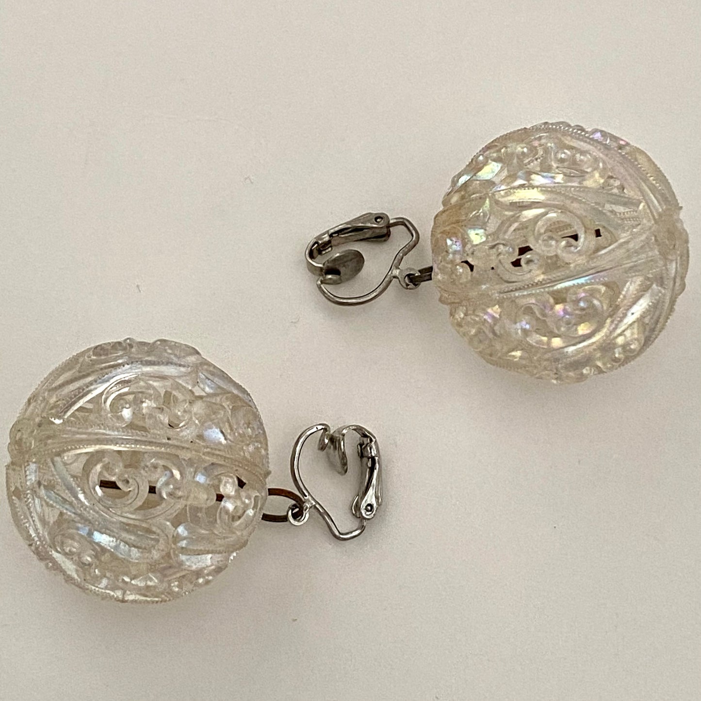 1960s Large Open Work Ball Earrings