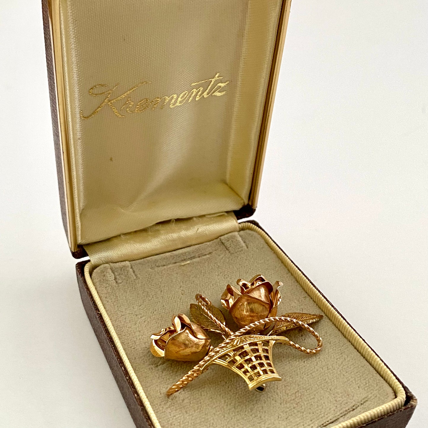 1970s Krementz Flower Brooch in an Original Box