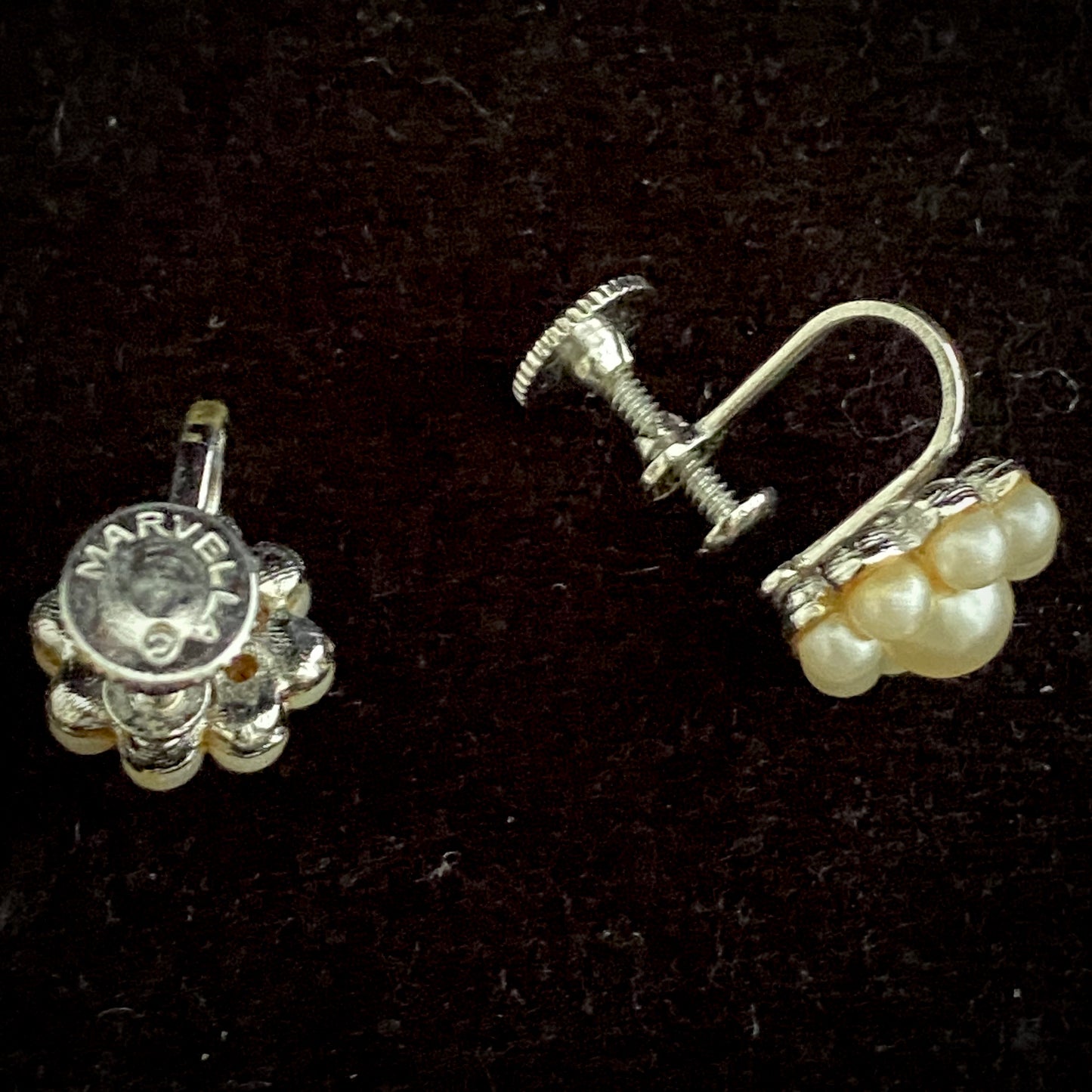 1950s Marvella Faux Pearl Flower Earrings
