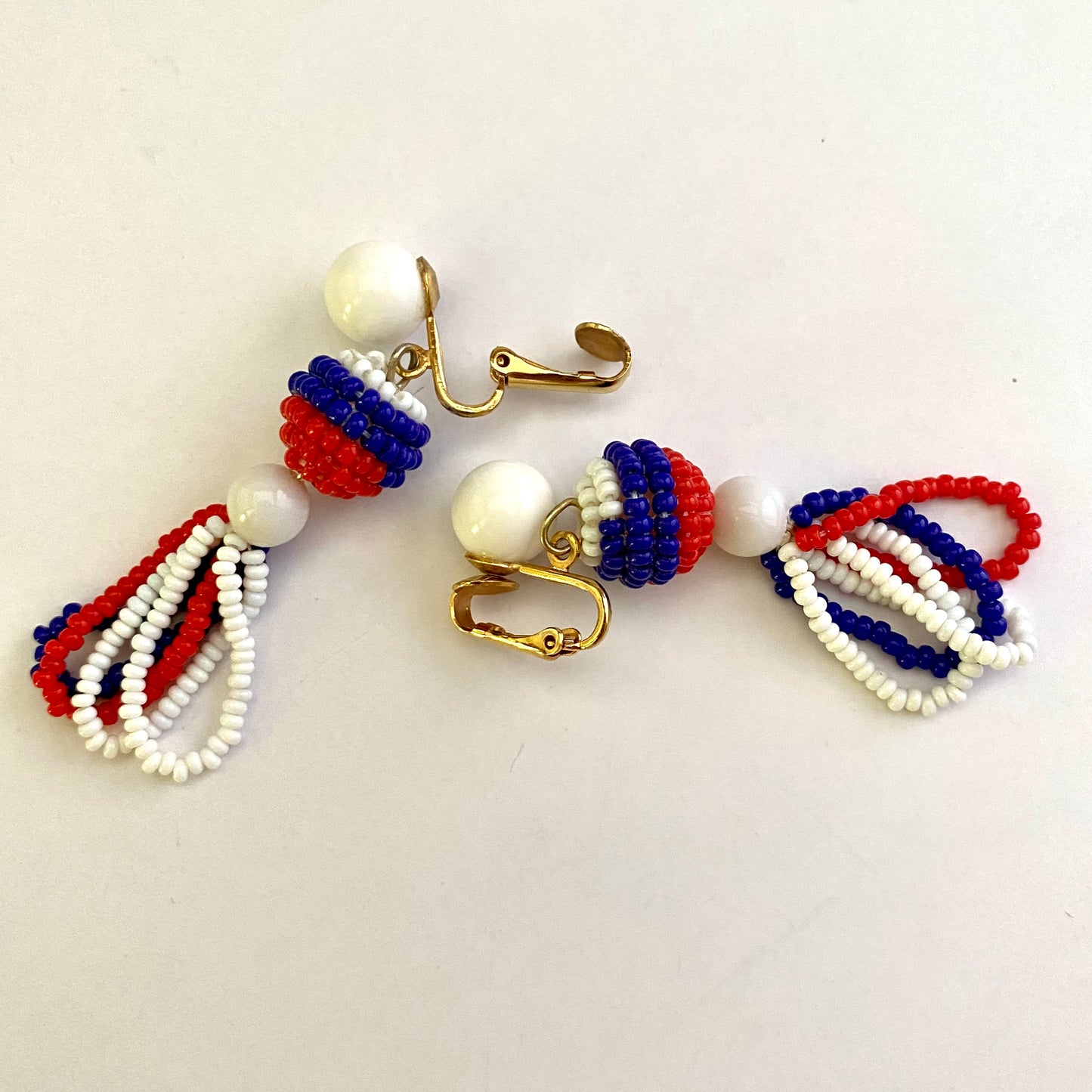 1960s Patriotic Bead Earrings