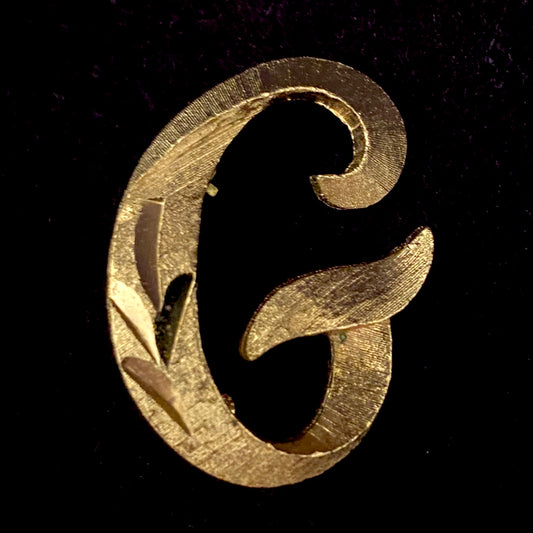 1960s Mamselle Initial 'G' Letter PIn