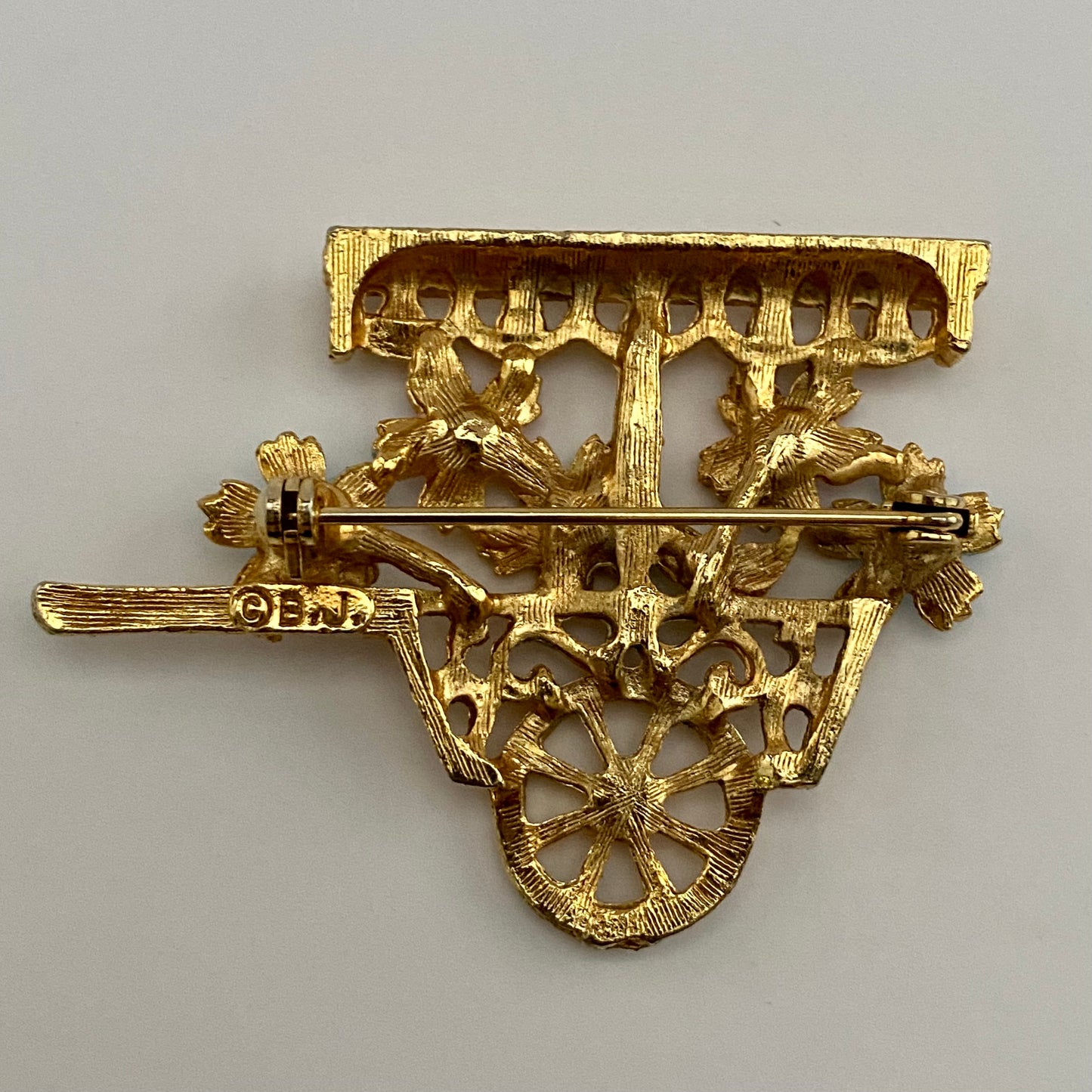 Late 60s/ Early 70s B.J Flower Cart Brooch