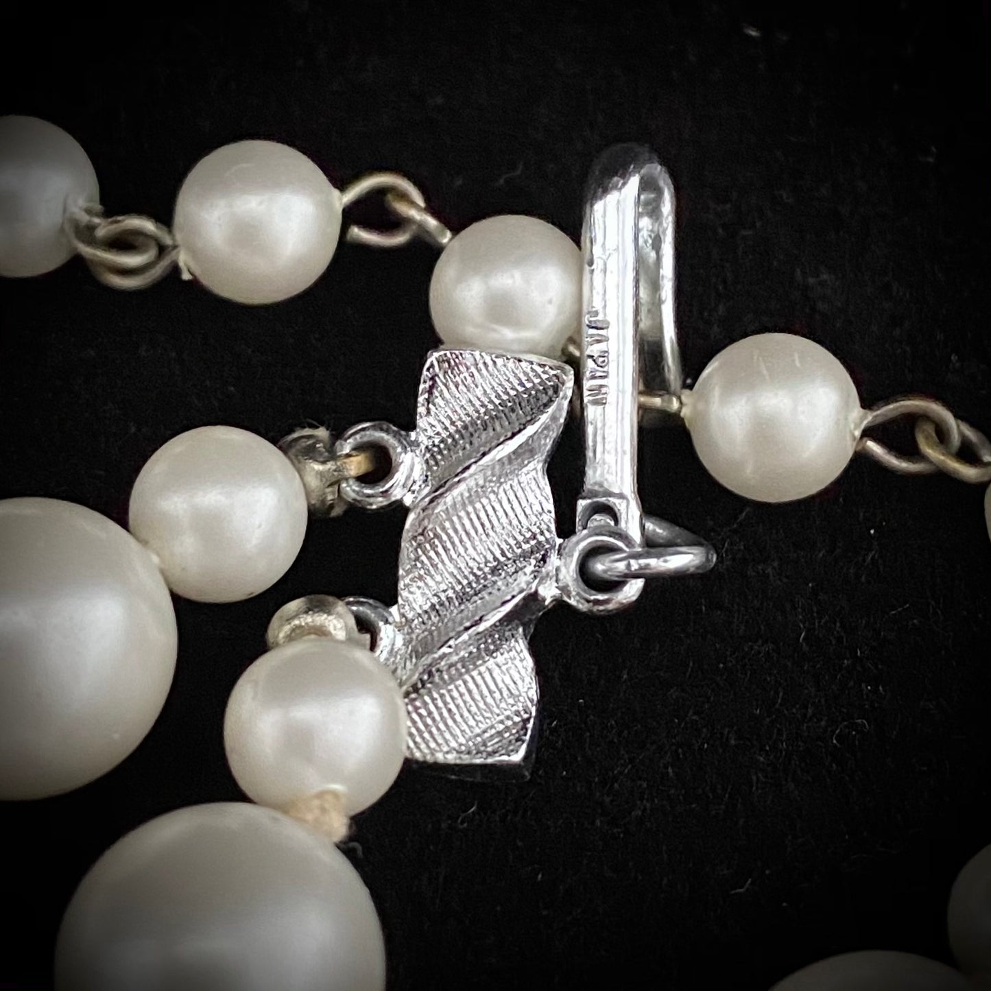 1960s Japan Hand-Knotted Faux Pearl Necklace