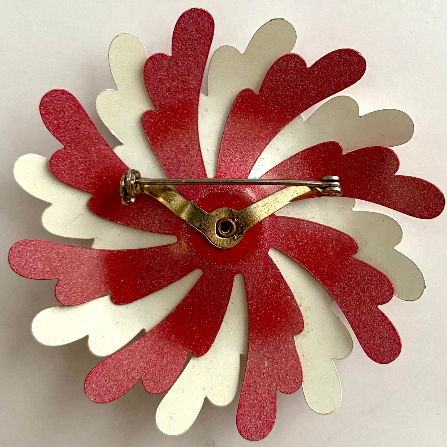 Late 60s/ Early 70s Red, White & Blue Enamel Flower Brooch