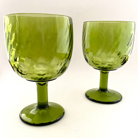 1970s Green Glass Goblet Set