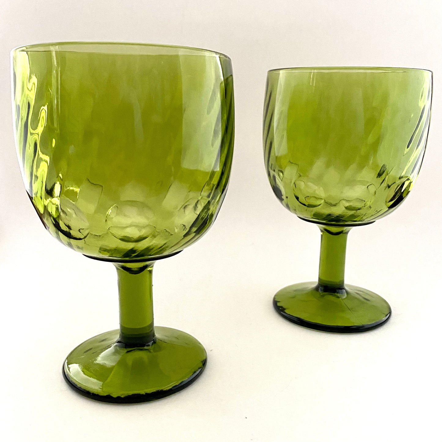 1970s Green Glass Goblet Set