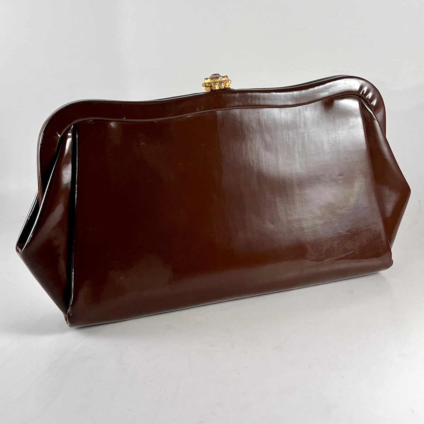 Late 50s/ Early 60s Brown Patent Leather Clutch