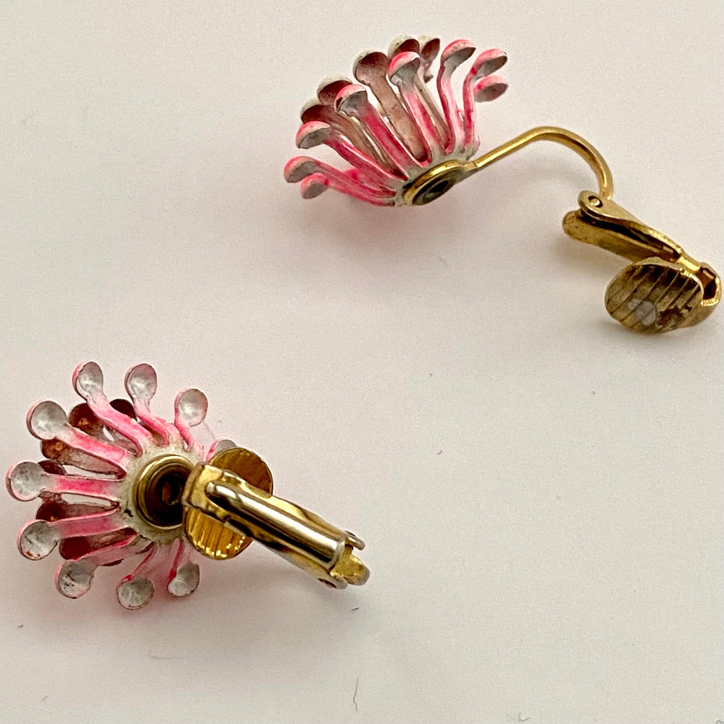 Late 60s/ Early 70s Pink Enamel Flower Earrings