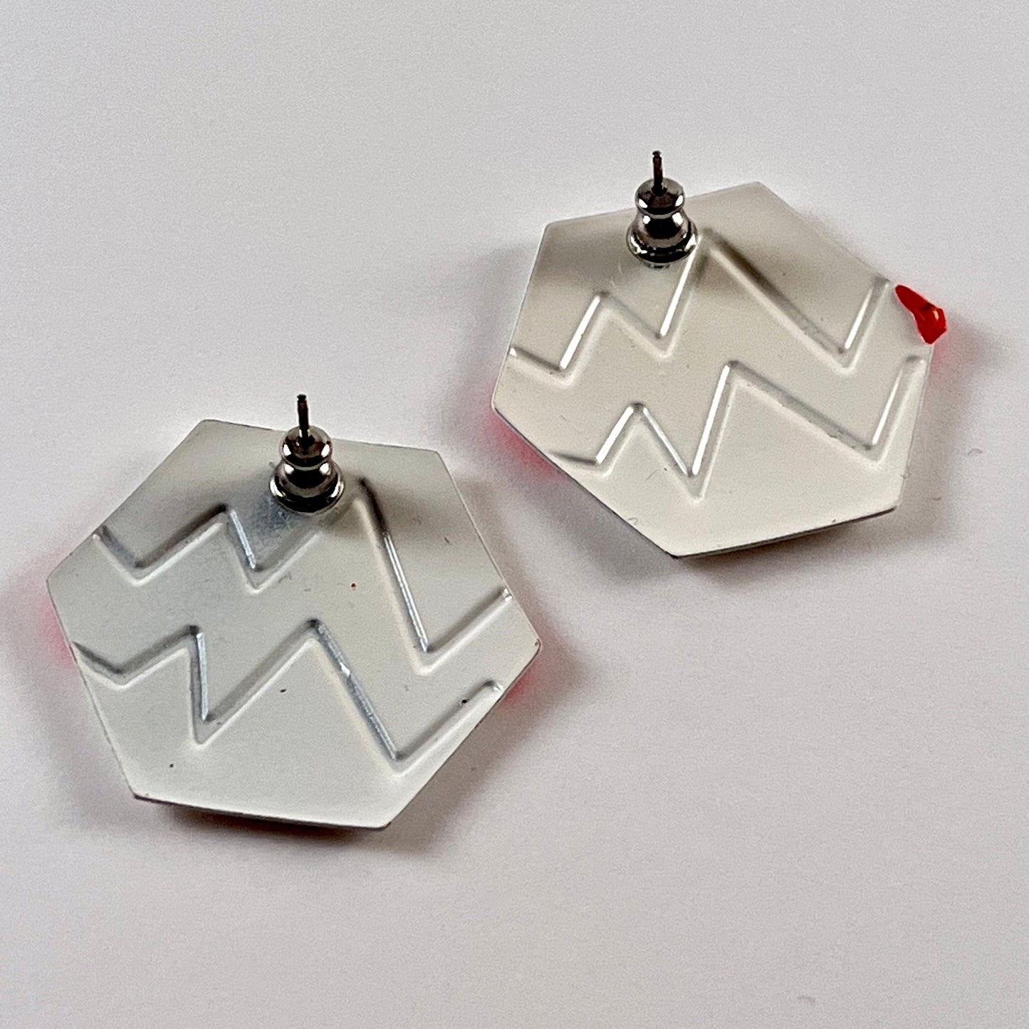 1980s Red & White Enamel Earrings
