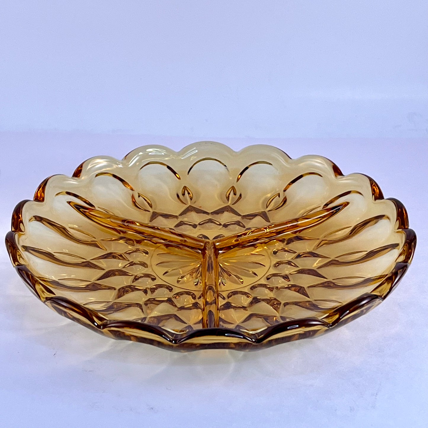 1970s Amber Glass Divided Dish
