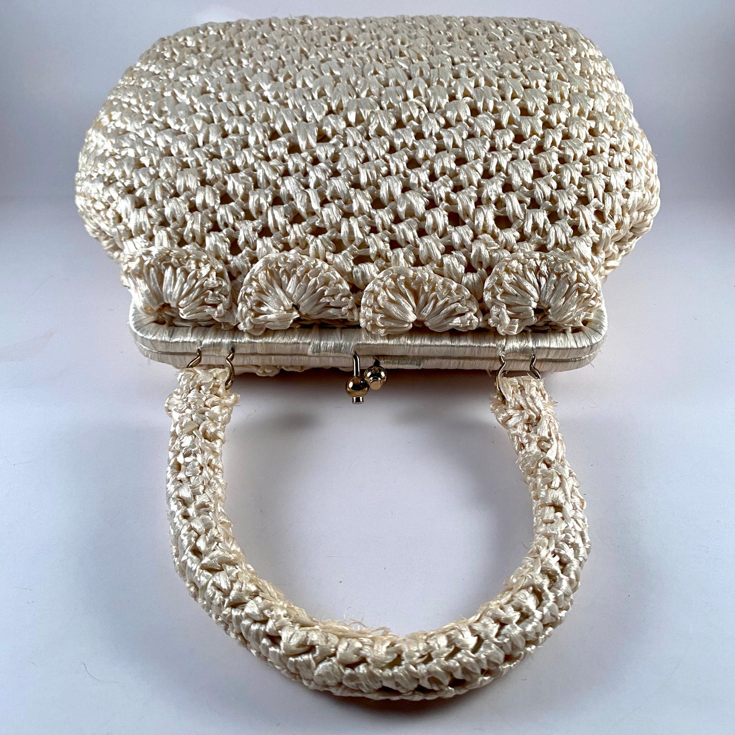 1960s Made In Japan Ivory Raffia Straw Purse