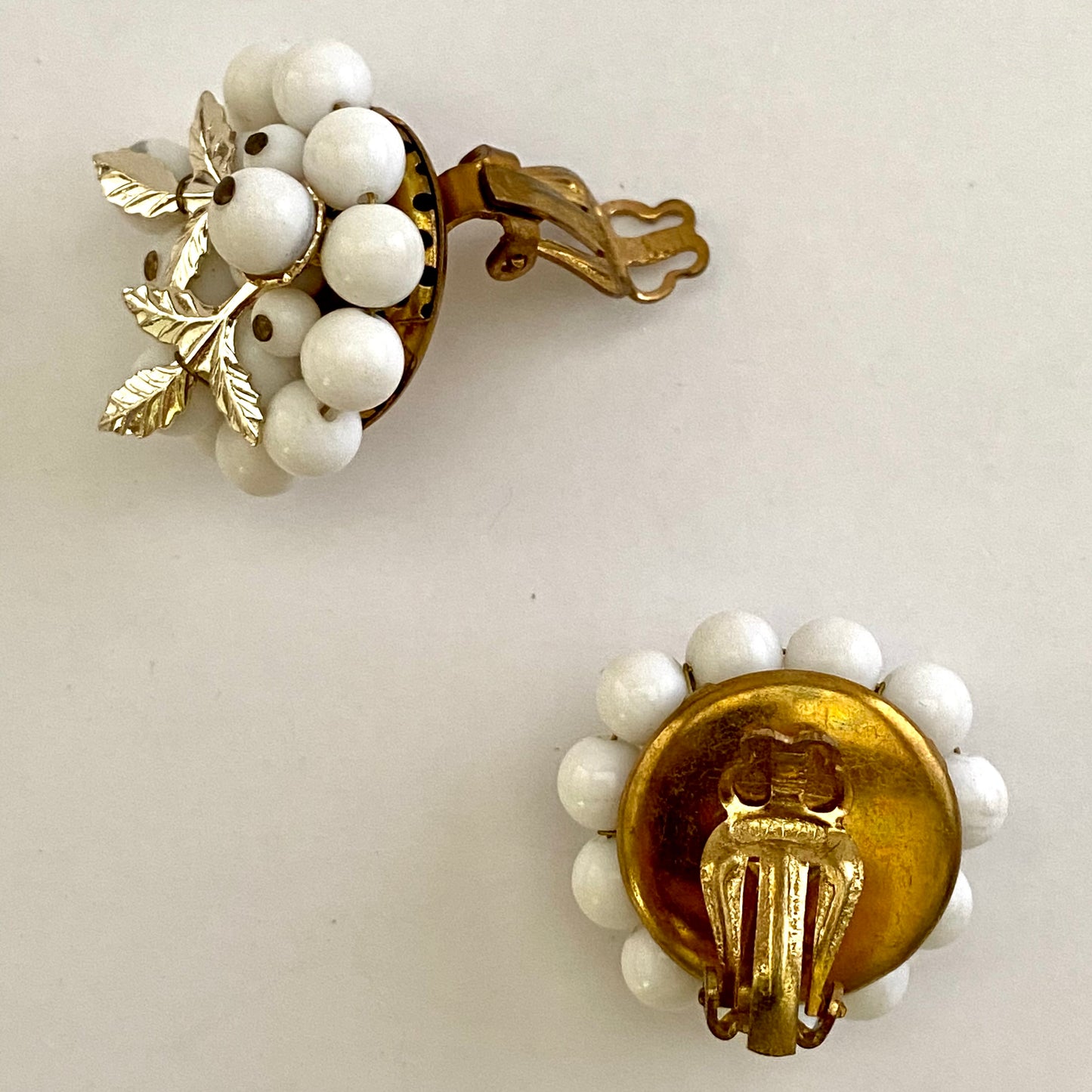 1960s Japan White Bead Earrings