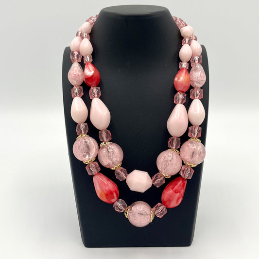 1960s Western Germany Pink Bead Necklace