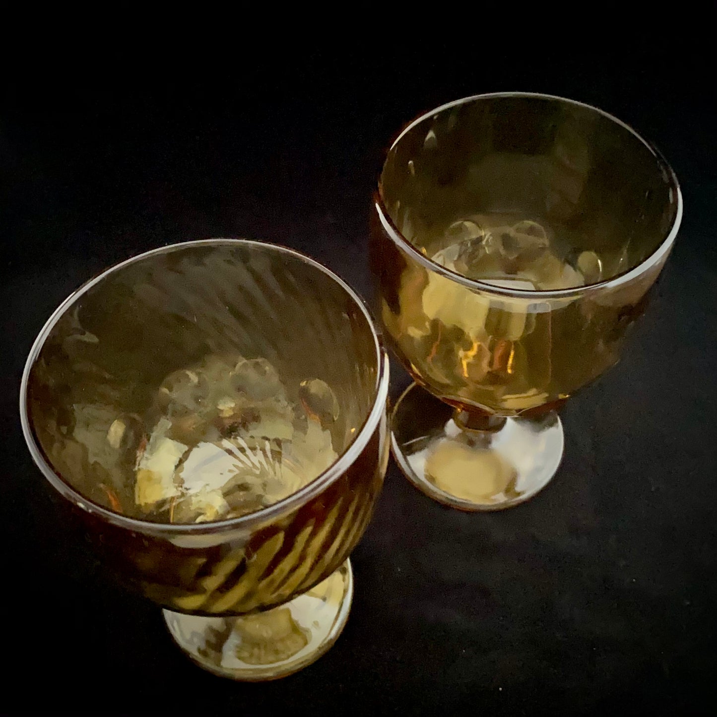 1970s Amber Goblet Set