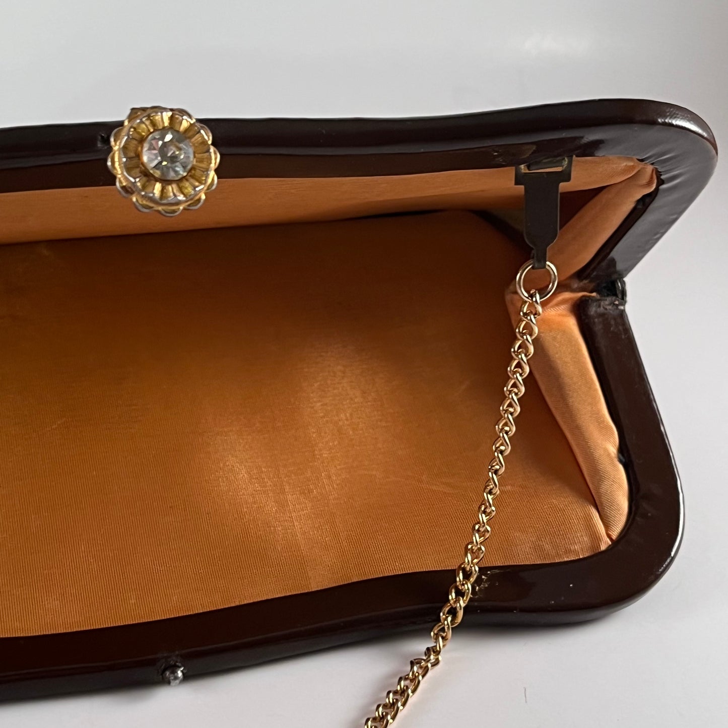 Late 50s/ Early 60s Brown Patent Leather Clutch