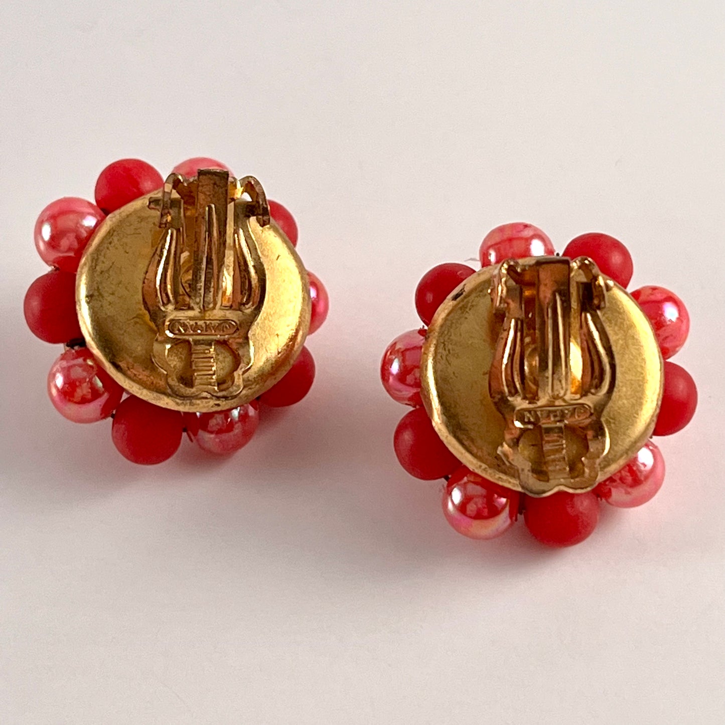1960s Japan Pink Bead Earrings