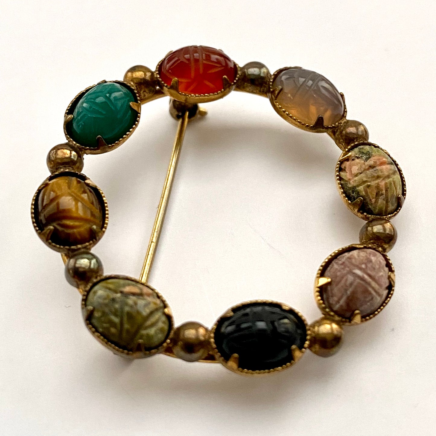 1960s Bal-Ron, 12K G.F. Scarab Circle Pin