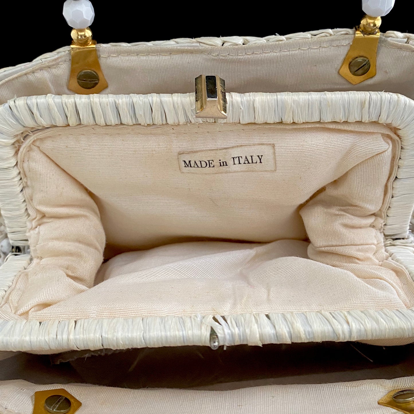 1960s Made In Italy Bead & Raffia Handbag - Retro Kandy Vintage