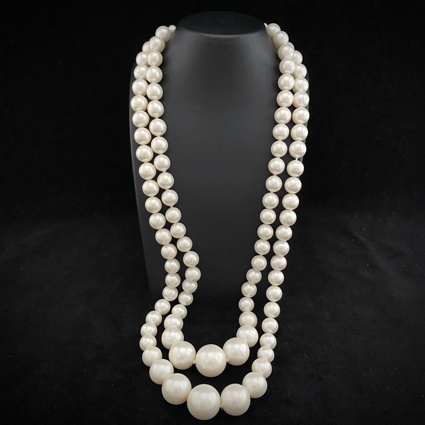 1960s Japan Hand-Knotted Faux Pearl Necklace