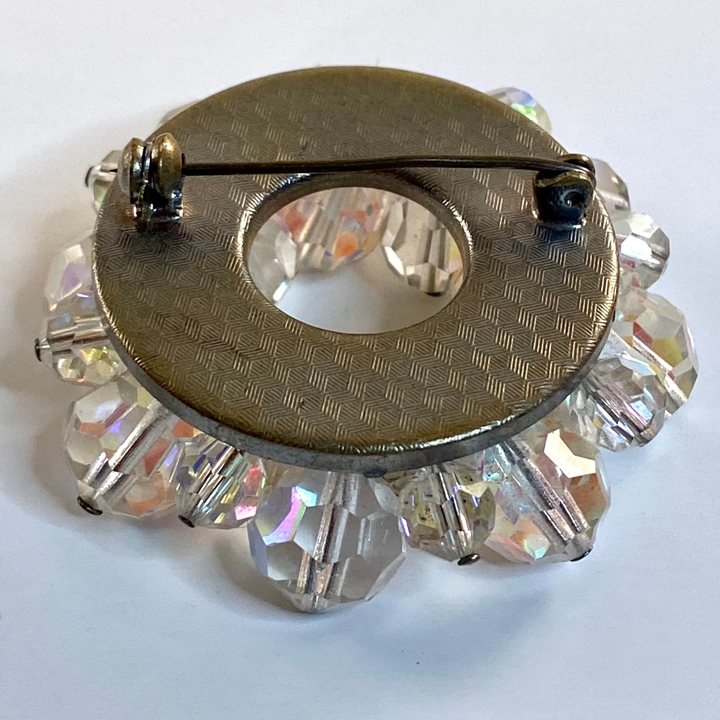 Late 50s/ Early 60s Glass Crystal Bead Circle Brooch