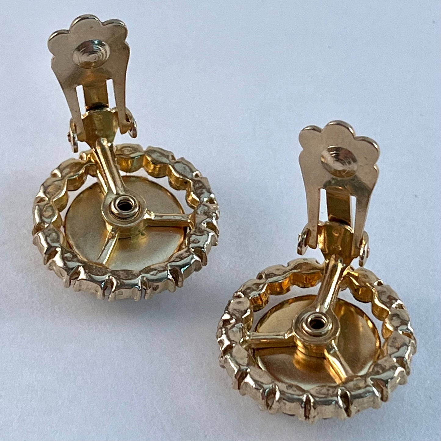 1960s Coro Rhinestone Cameo Earrings