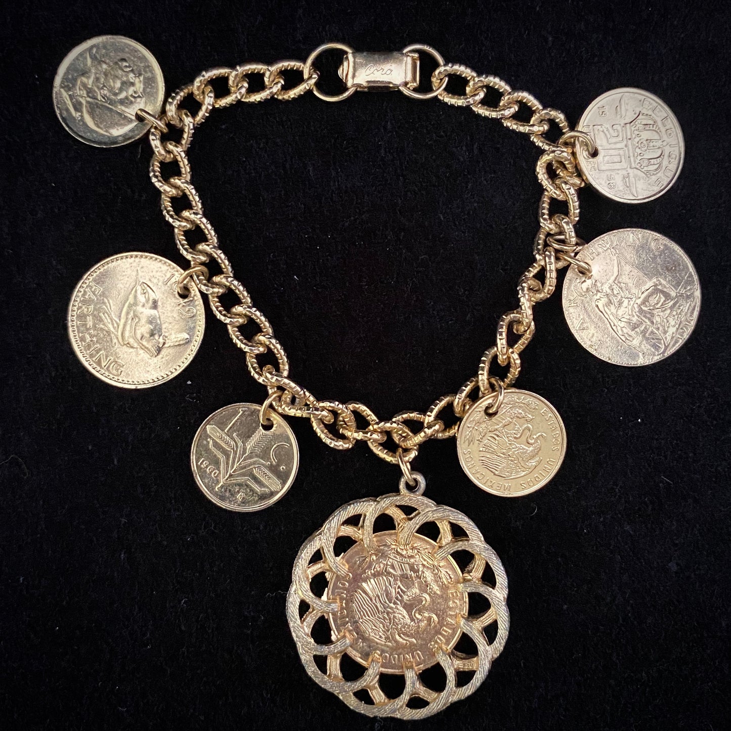 Late 50s/ Early 60s Coro Gold Coin Charm Bracelet - Retro Kandy Vintage