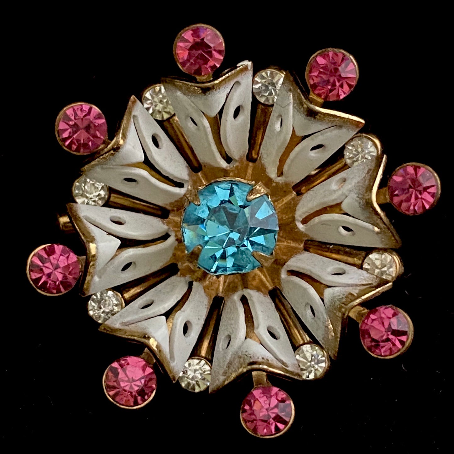 1950s Coro Rhinestone Flower Brooch - Retro Kandy Vintage