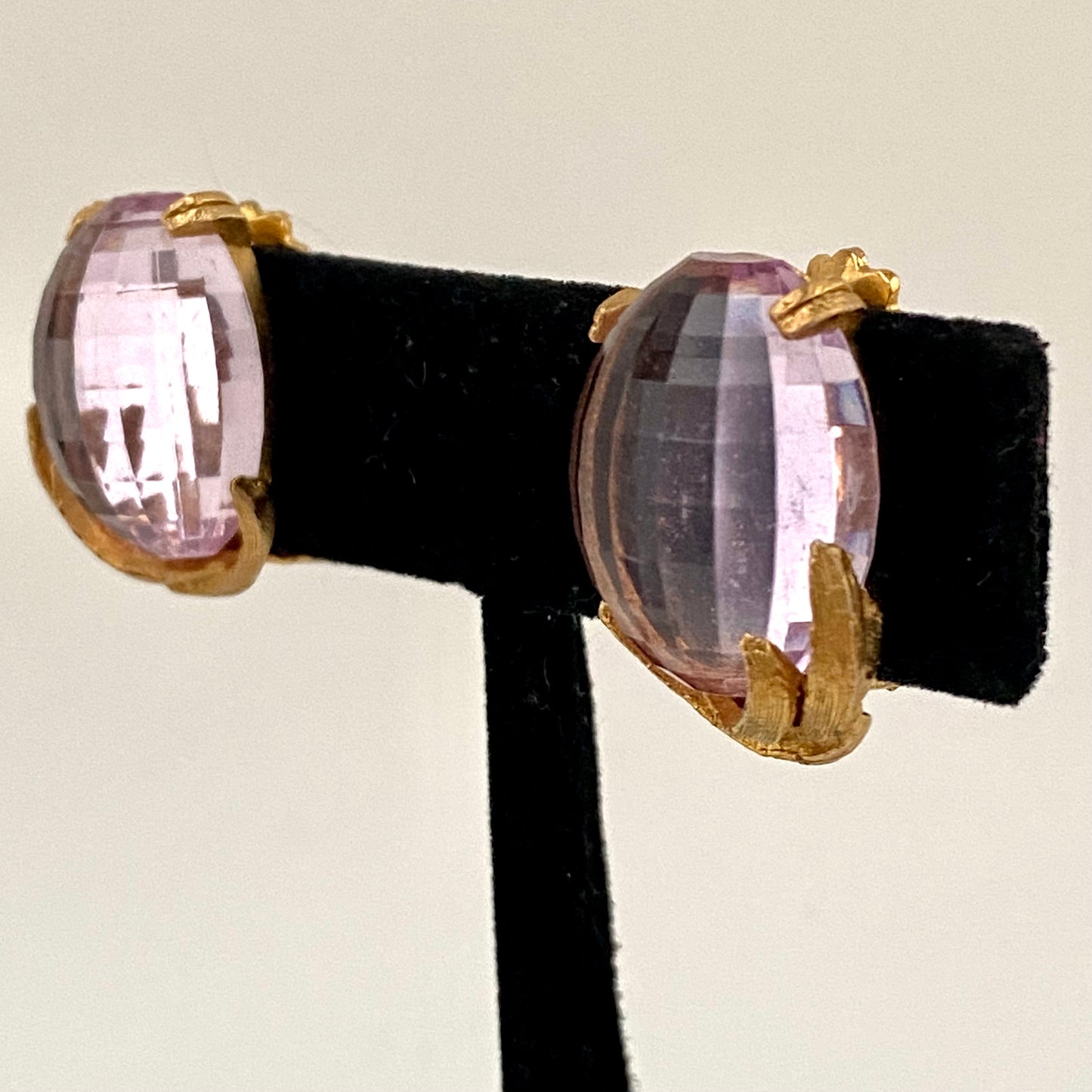 Late 50s/ Early 60s Pink Faceted Bead Clip Earrings