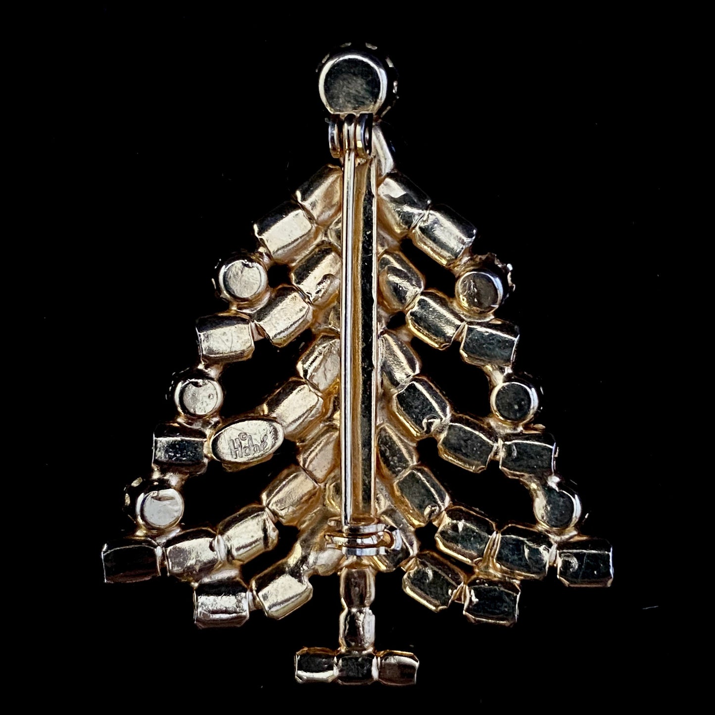 1950s Hobe Rhinestone Christmas Tree Pin - Retro Kandy Vintage