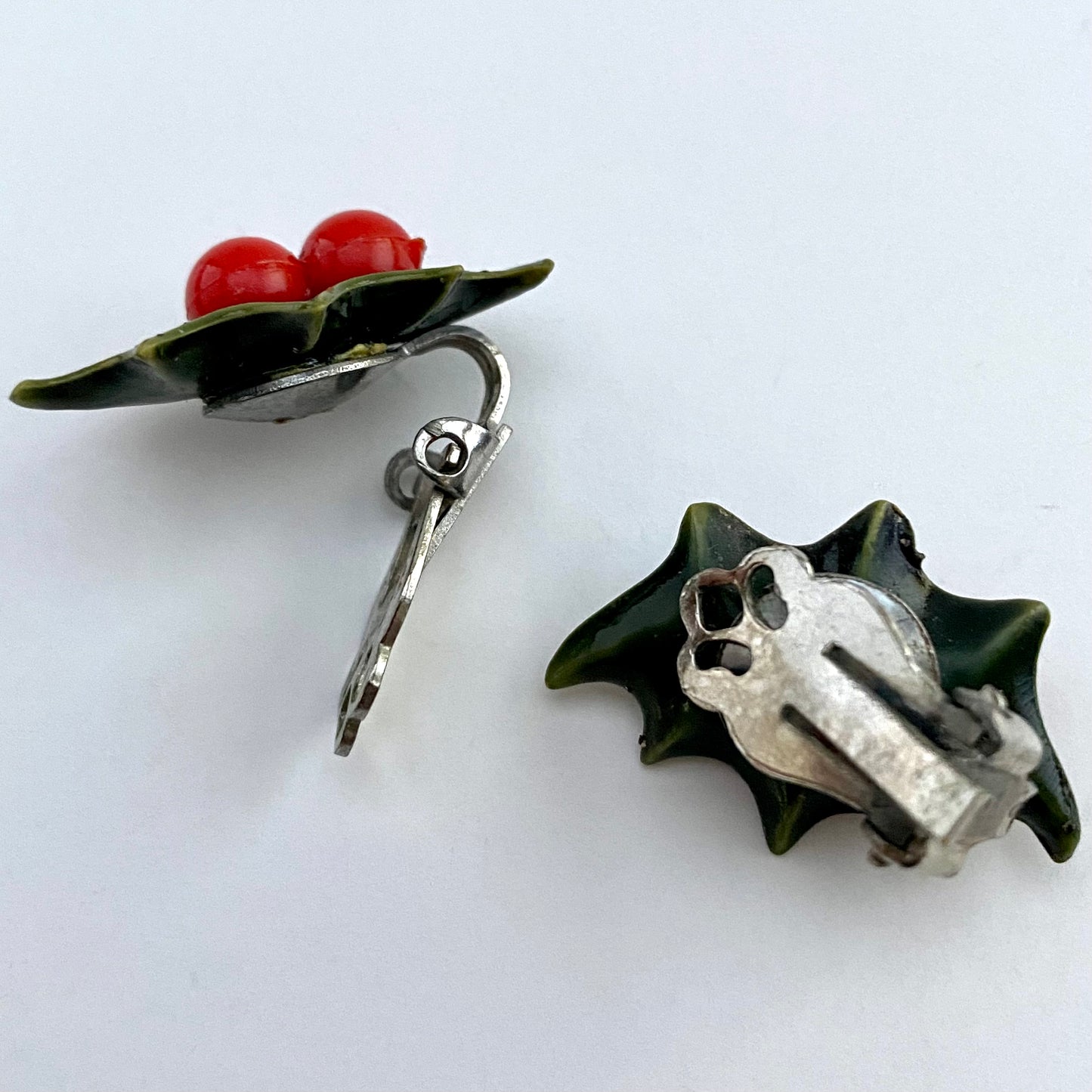 Late 50s/ Early 60s Holly Clip Earrings