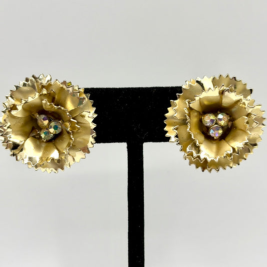 1960s Gold-Tone Flower Earrings