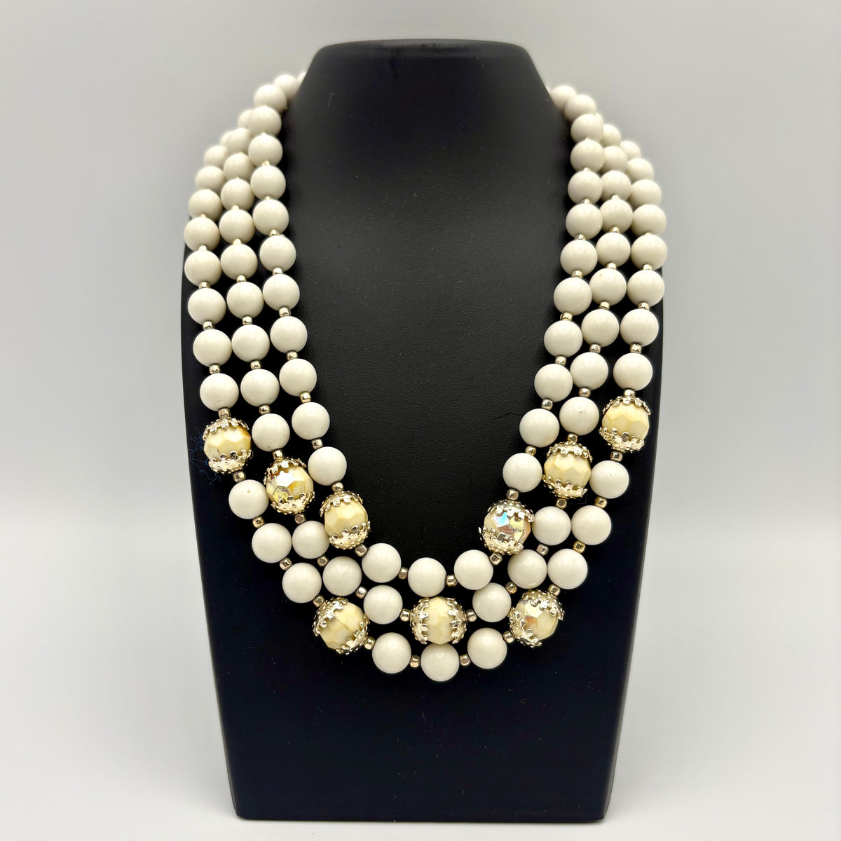 1960s Japan 3-Strand Beaded Necklace