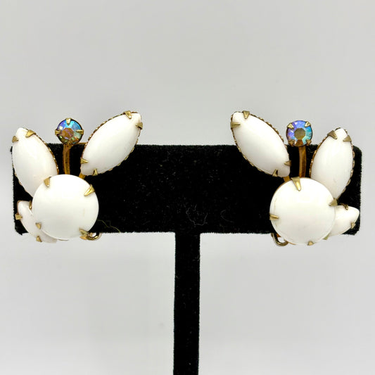 1960s Beau Jewels Milk Glass Earrings