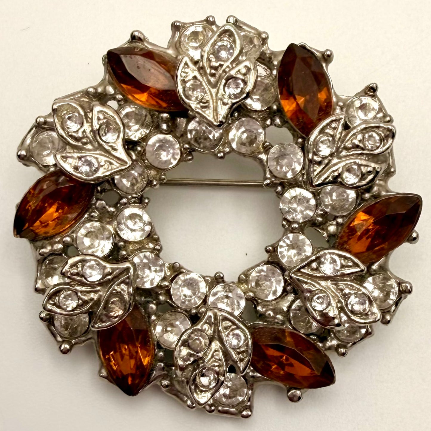 50s/60s  Round Rhinestone Brooch