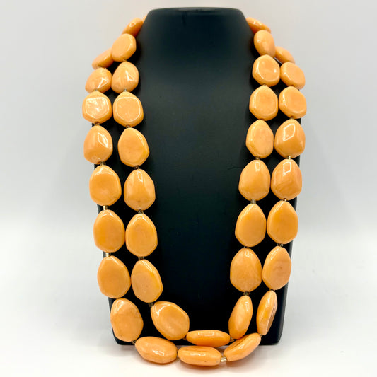 1960s Hong Kong Peach Bead Necklace