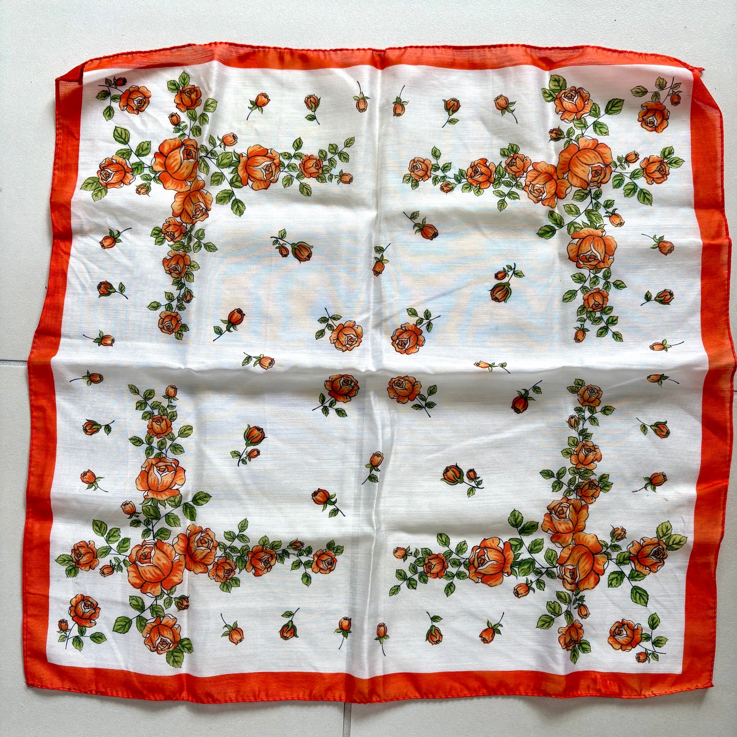 1970s Orange Rose Scarf