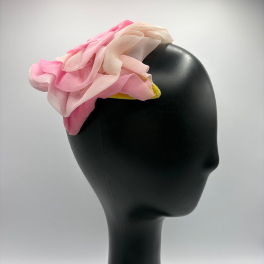 Late 50s/ Early 60s Pink Chiffon Half Hat