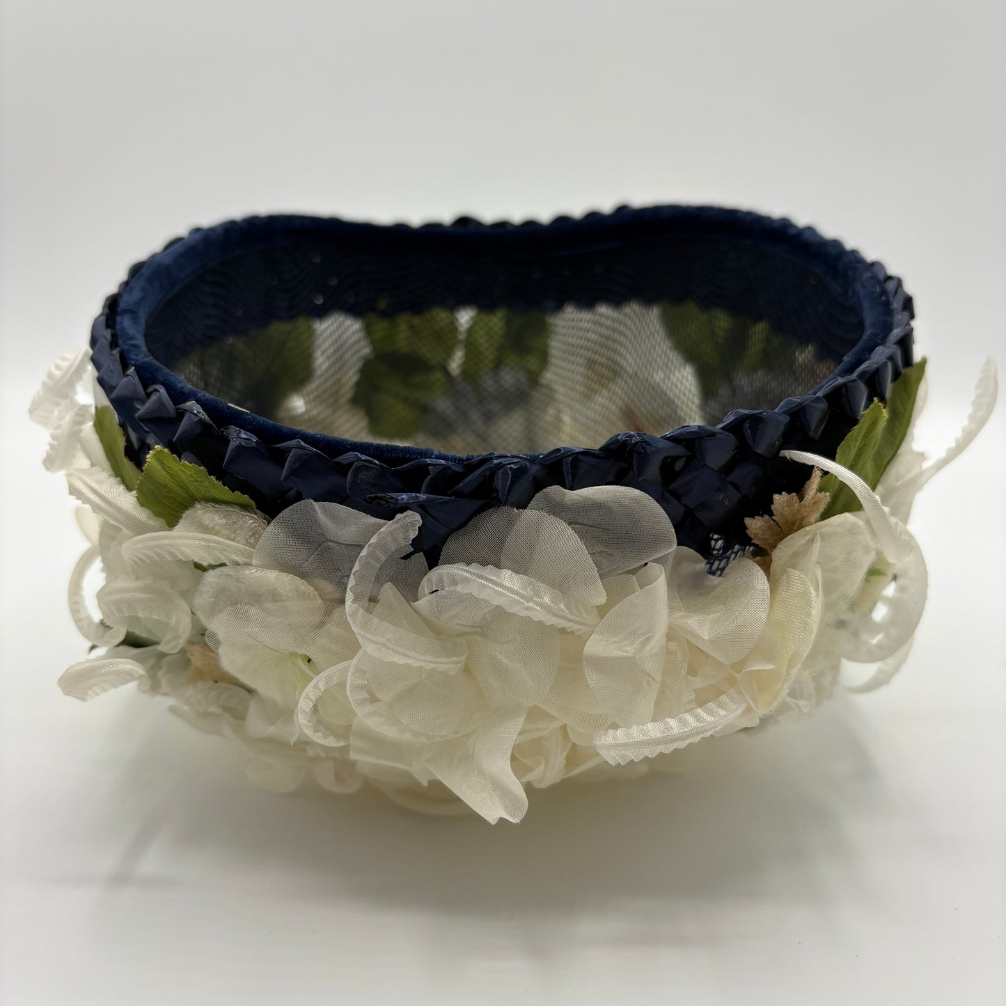 Late 50s/ Early 60s Flowered Straw Pillbox Hat