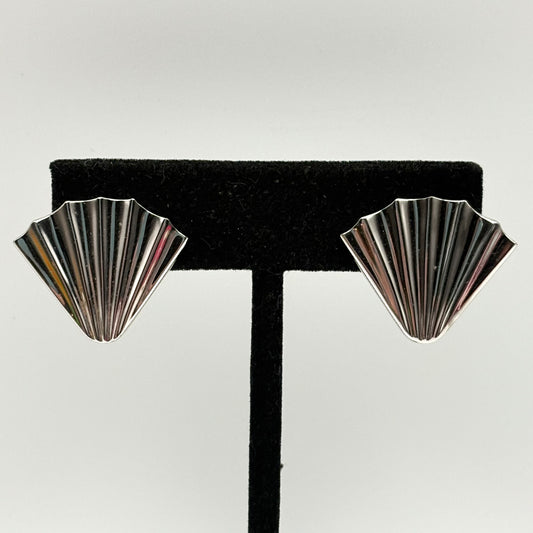 1990s Monet Silver Fan Earrings