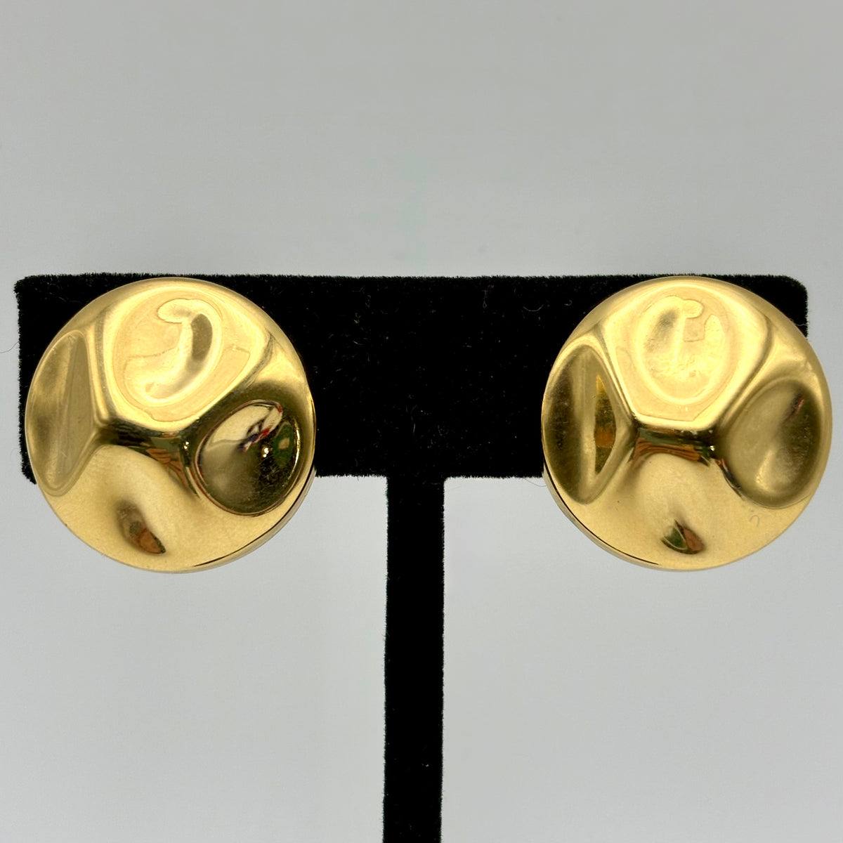 70s/80s Trifari Round Gold-Tone Clip Earrings