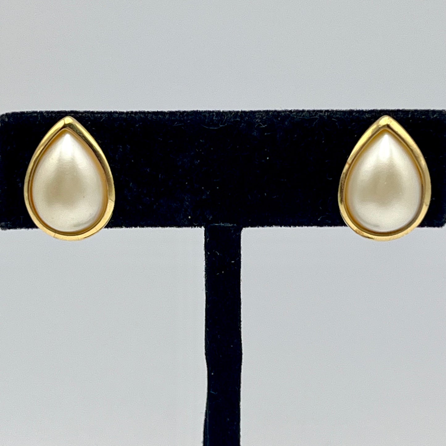 1960s Trifari Crown Faux Pearl Clip Earrings