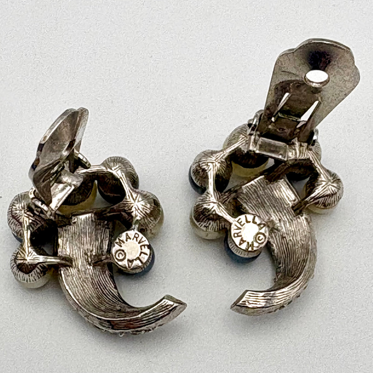 1960s Marvella Rhinestone & Pearl Earrings