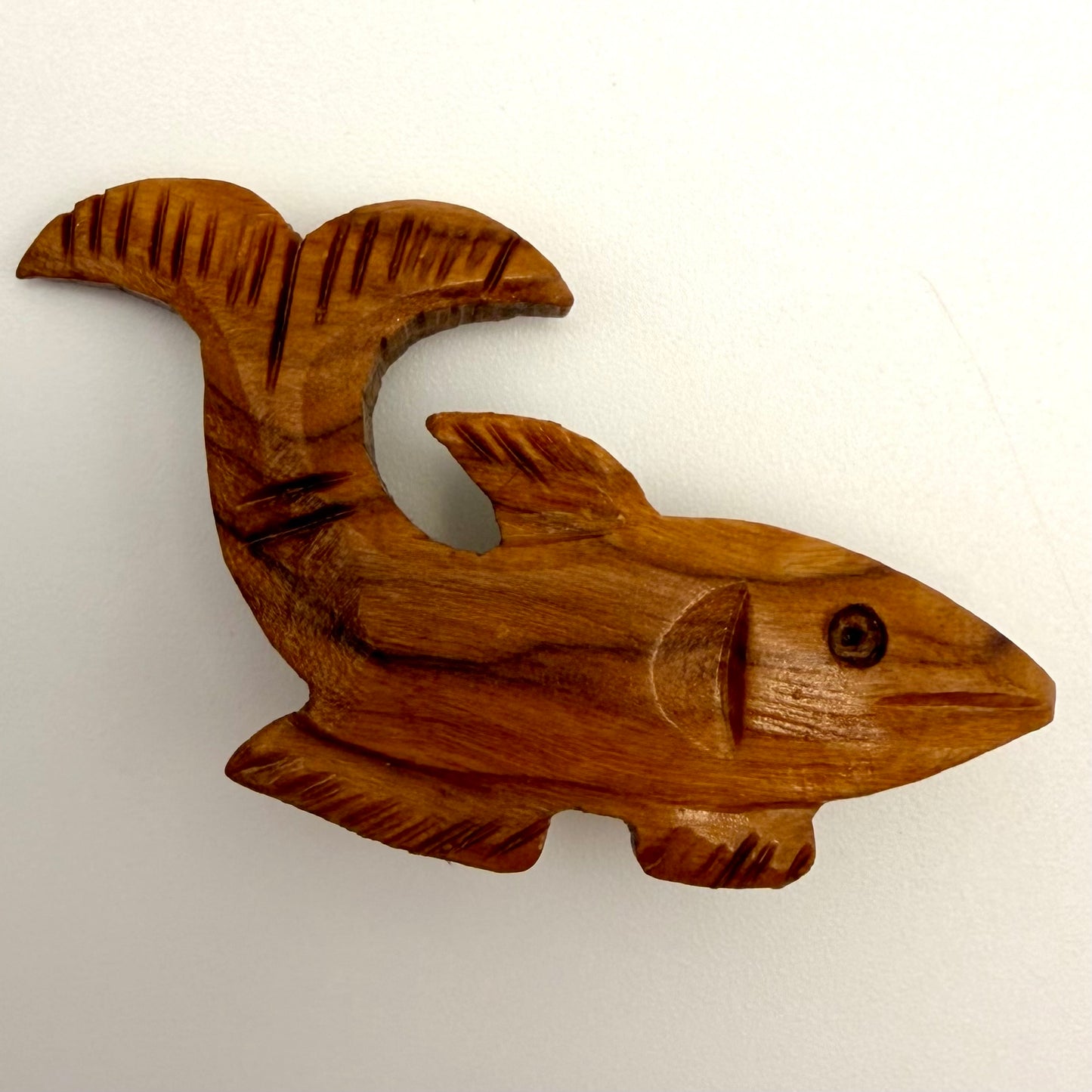 1970s Olive Wood Fish Pin