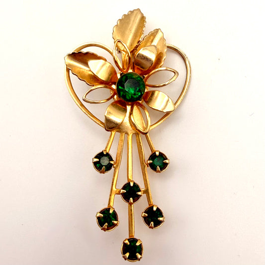 1960s Rhinestone Flower Brooch