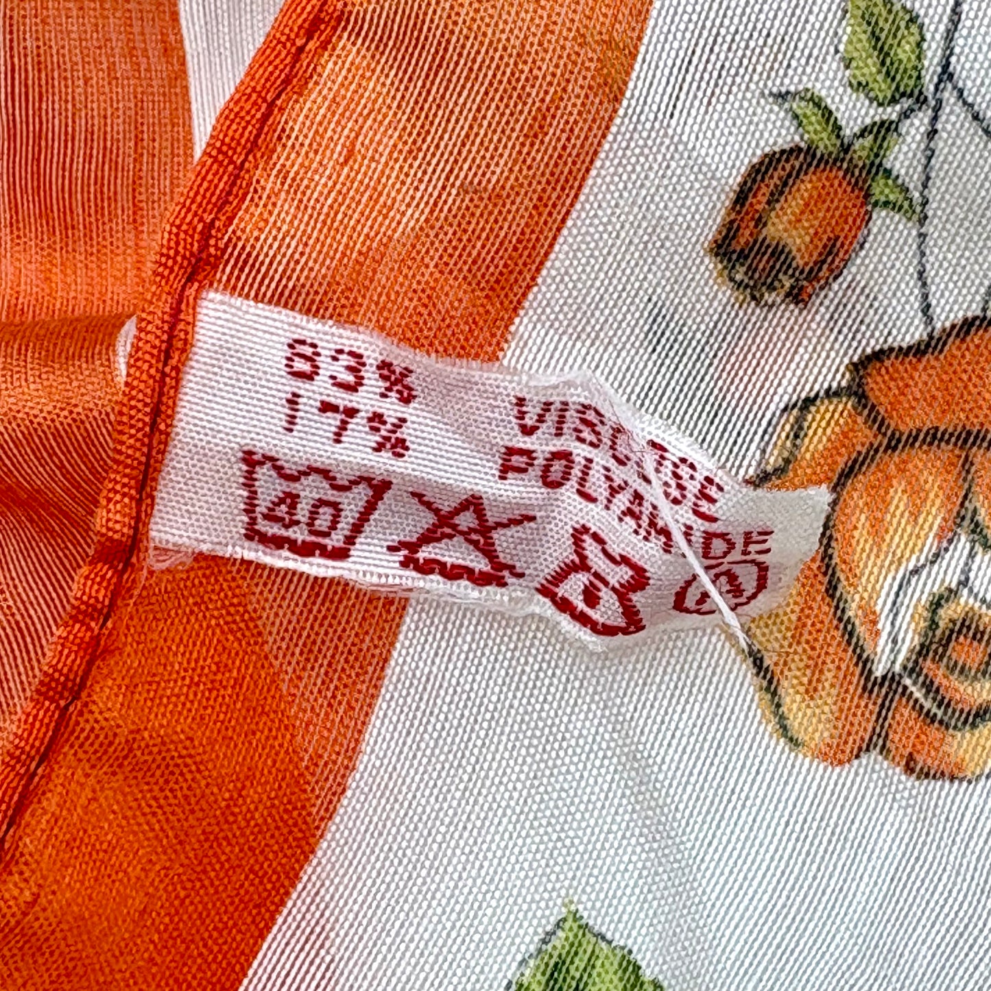 1970s Orange Rose Scarf