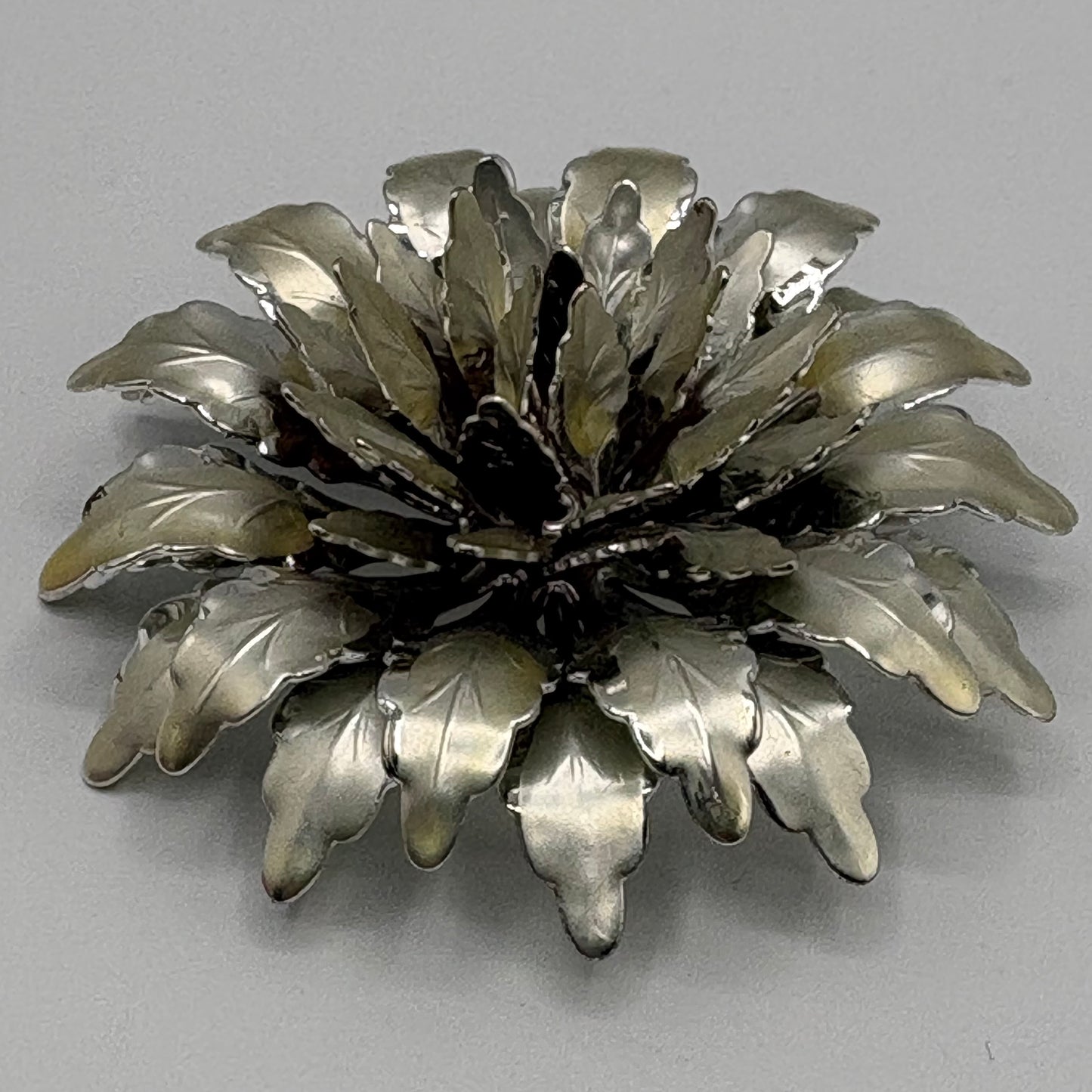 1960s Silver Metal Flower Brooch