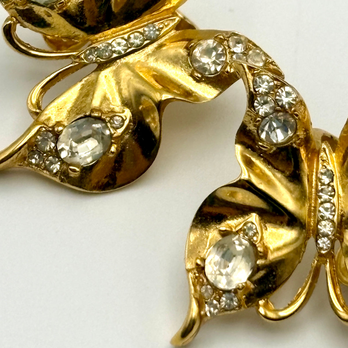 1960s Crown Trifari Butterfly Rhinestone Earrings