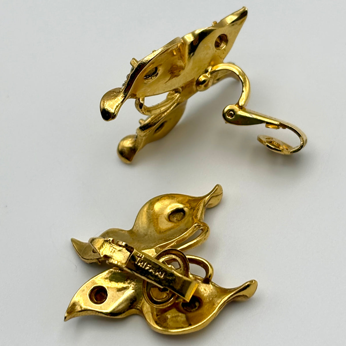 1960s Crown Trifari Butterfly Rhinestone Earrings
